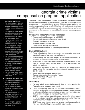 Georgia Crime Victims Compensation Program Application