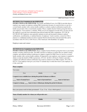 Request and Certification of Health Care Provider for Family Member’s Serious Health Condition
