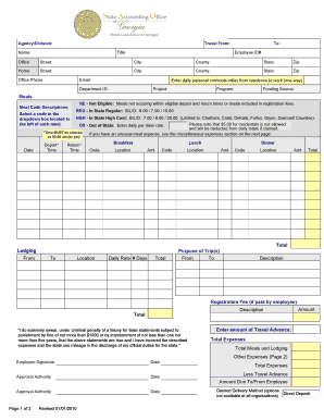 Georgia State Employee Travel Expense Form