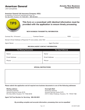 Annuity New Business Transmittal Form