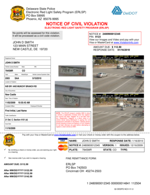 Delaware Electronic Red Light Safety Program Notice