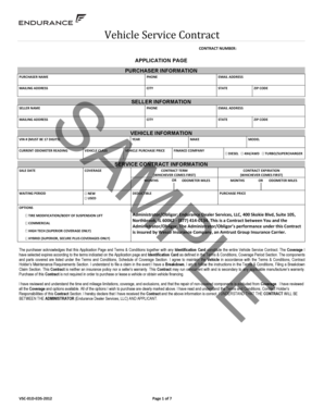 Vehicle Service Contract Agreement