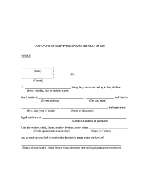 Affidavit of Surviving Spouse or Next of Kin