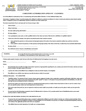 California Caregiver Authorization Affidavit