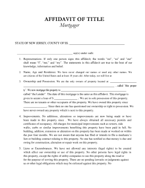 Affidavit of Title for Mortgage