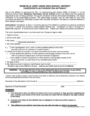 California Caregiver Authorization Affidavit