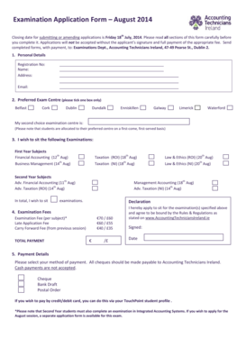 Examination Application Form