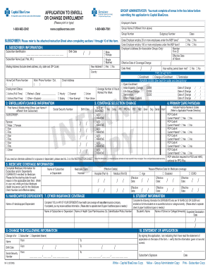 Capital BlueCross Enrollment Form