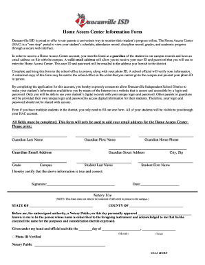 Duncanville ISD Home Access Center Form