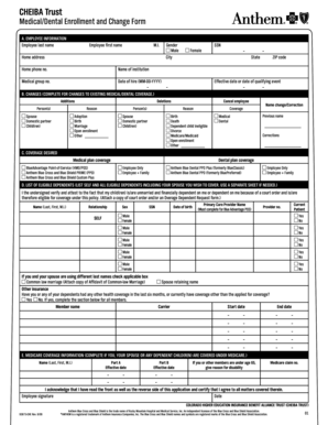 CHEIBA Trust Medical/Dental Enrollment and Change Form