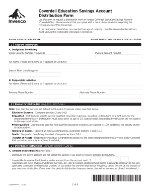 Coverdell Education Savings Account Distribution Form