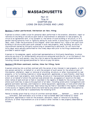 Massachusetts Mechanic's Lien Notice