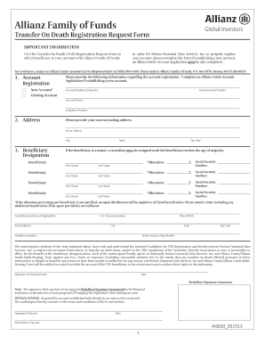 Training agenda template - Allianz Family of Funds Transfer On Death Registration Request Form