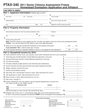 Illinois Senior Citizens Assessment Freeze Homestead Exemption Application