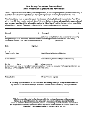 New Jersey Carpenters Pension Fund Affidavit