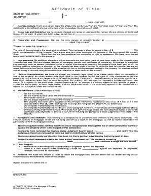 Affidavit of Title for Mortgage