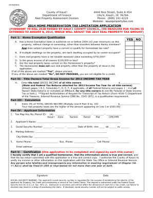 2014 Home Preservation Tax Limitation Application