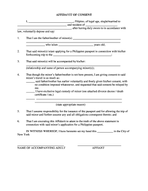 Affidavit of Consent for Minor's Travel