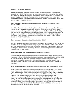 Ohio Paternity Affidavit Form