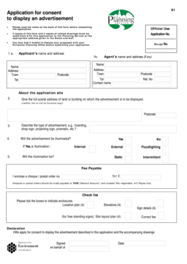 Application for Consent to Display an Advertisement