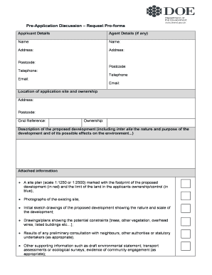 Pre-Application Discussion Request Pro-forma