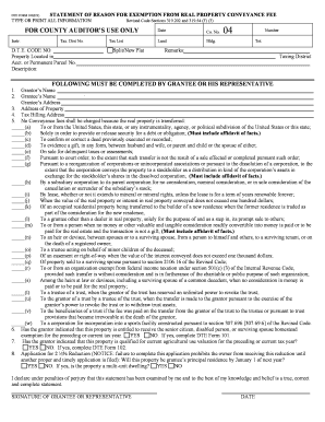 DTE Form 100(EX) Statement of Reason for Exemption from Real Property Conveyance Fee