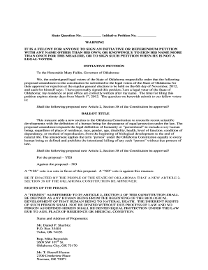 Oklahoma Personhood Initiative Petition
