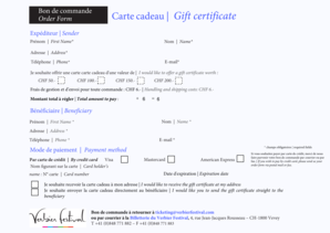 Gift Certificate Order Form