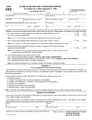 Oregon Claim to Refund Due a Deceased Person