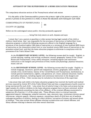 Pennsylvania Home Education Program Affidavit