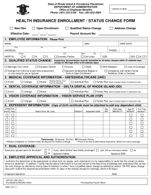 Rhode Island Health Insurance Enrollment Form
