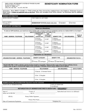 Rhode Island Beneficiary Nomination Form