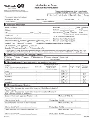 Group Health and Life Insurance Application