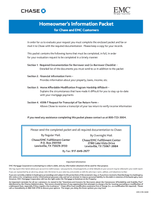 Homeowner’s Information Packet for Chase and EMC Customers