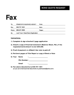 Lost Trust Deed Bond Application