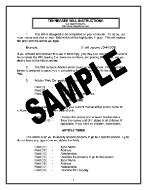 Tennessee Will Instructions