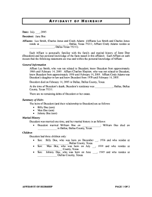 Affidavit of Heirship