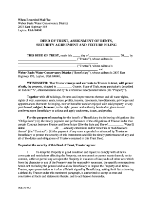 Deed of Trust Assignment of Rents Security Agreement
