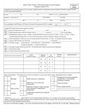 West Virginia Change in Status Form