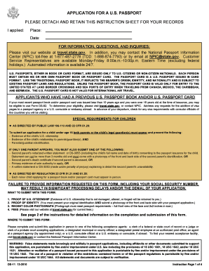 US Passport Application Form DS-11