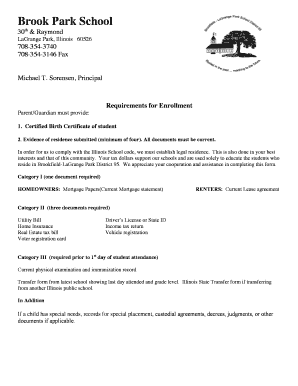 Illinois School Enrollment Form