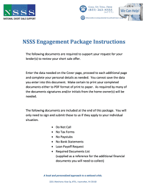 National Short Sale Support Engagement Package