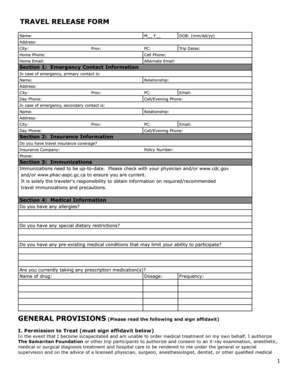 Samaritan Foundation Travel Release Form