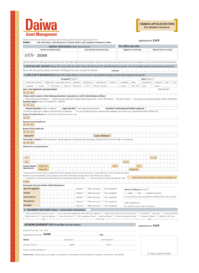 Common Application Form for Resident Investors