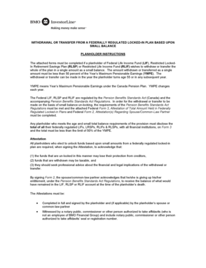 Small Balance Withdrawal or Transfer from Federally Regulated Locked-In Plan