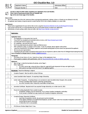 OCI Application Checklist