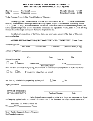 Wisconsin Fermented Malt Beverages License Application