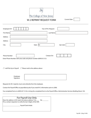 W-2 Reprint Request Form