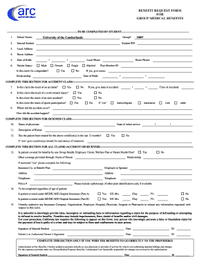 Benefit Request Form for Group Medical Benefits