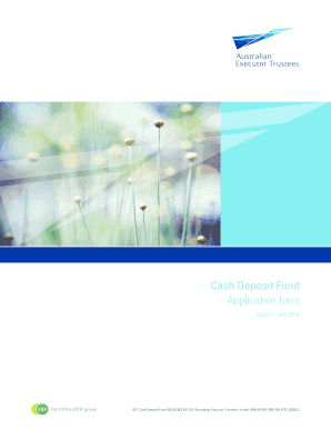 AET Cash Deposit Fund Application Form